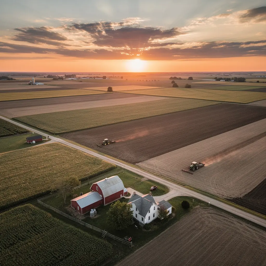Дети, играющие на траве рядом с животными на ферме в живописной деревне.